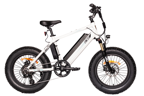 CSC Electric Bicycles XP750-20 Gen-3 Fat Tire E-Bike with 20" Wheels in white right side profile shot.